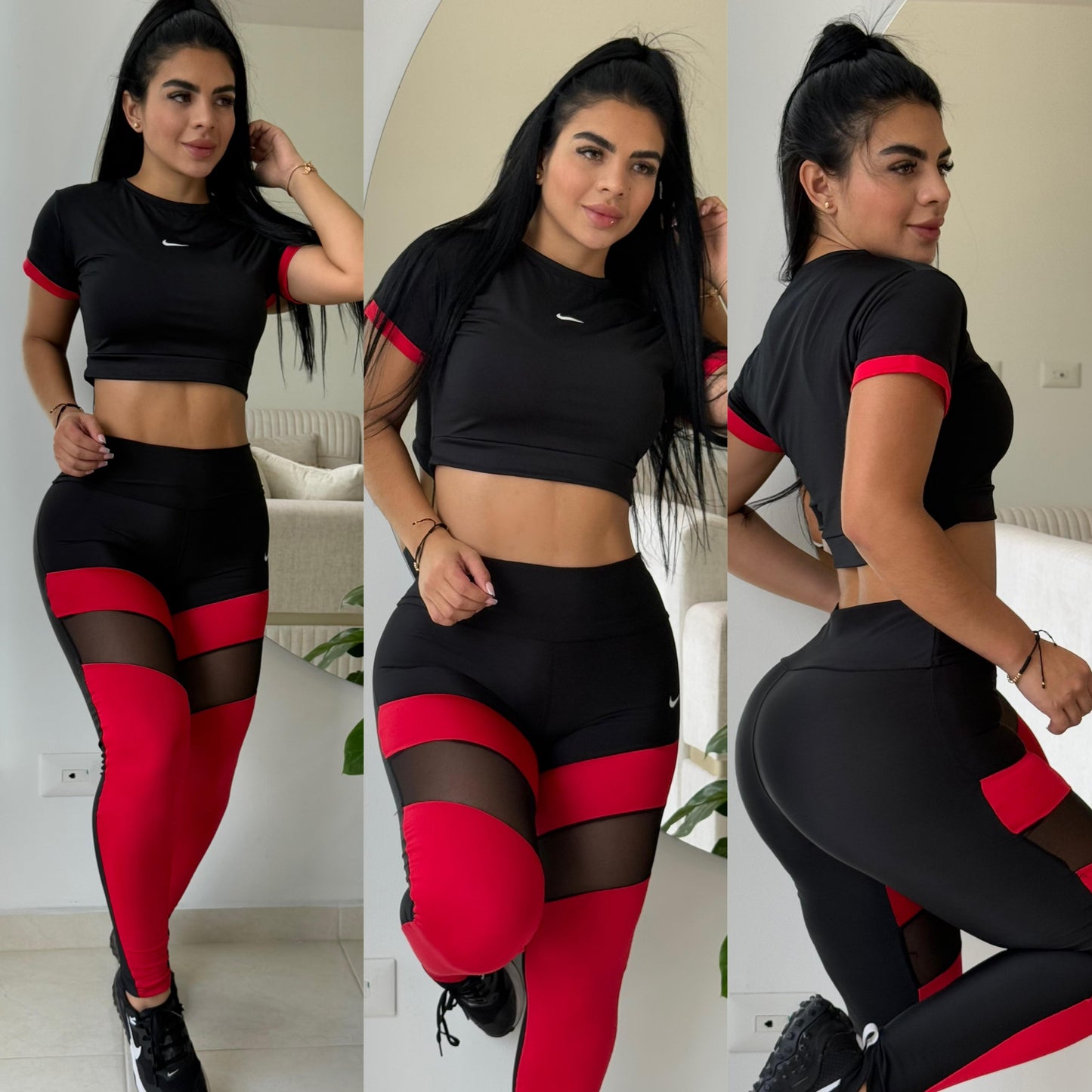 Conjunto Nike Combinado2 piezas Licra Power Resistente Crop Top + Leggins