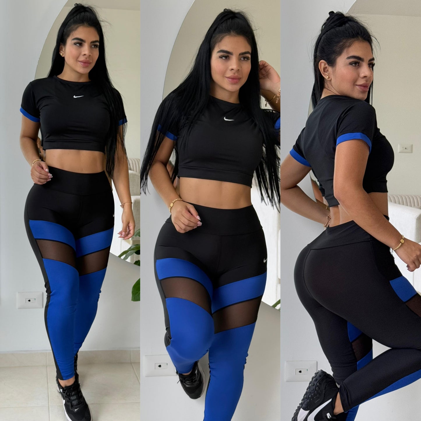 Conjunto Nike Combinado2 piezas Licra Power Resistente Crop Top + Leggins