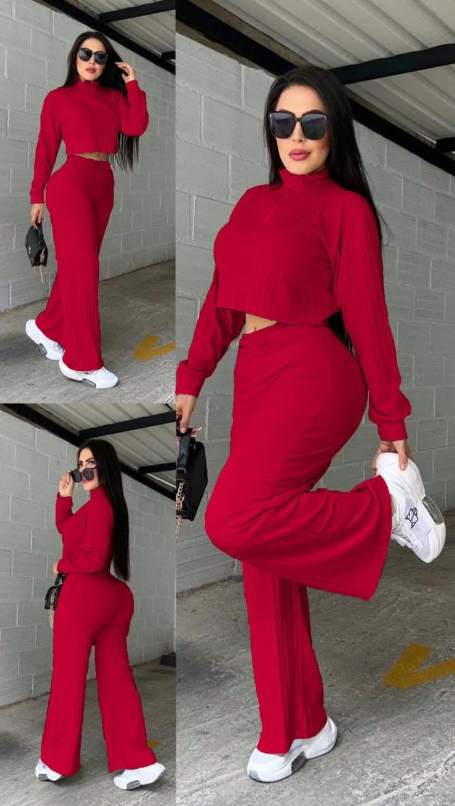 Conjunto 2 piezas Rib Chaqueta Manga con Cierre😍