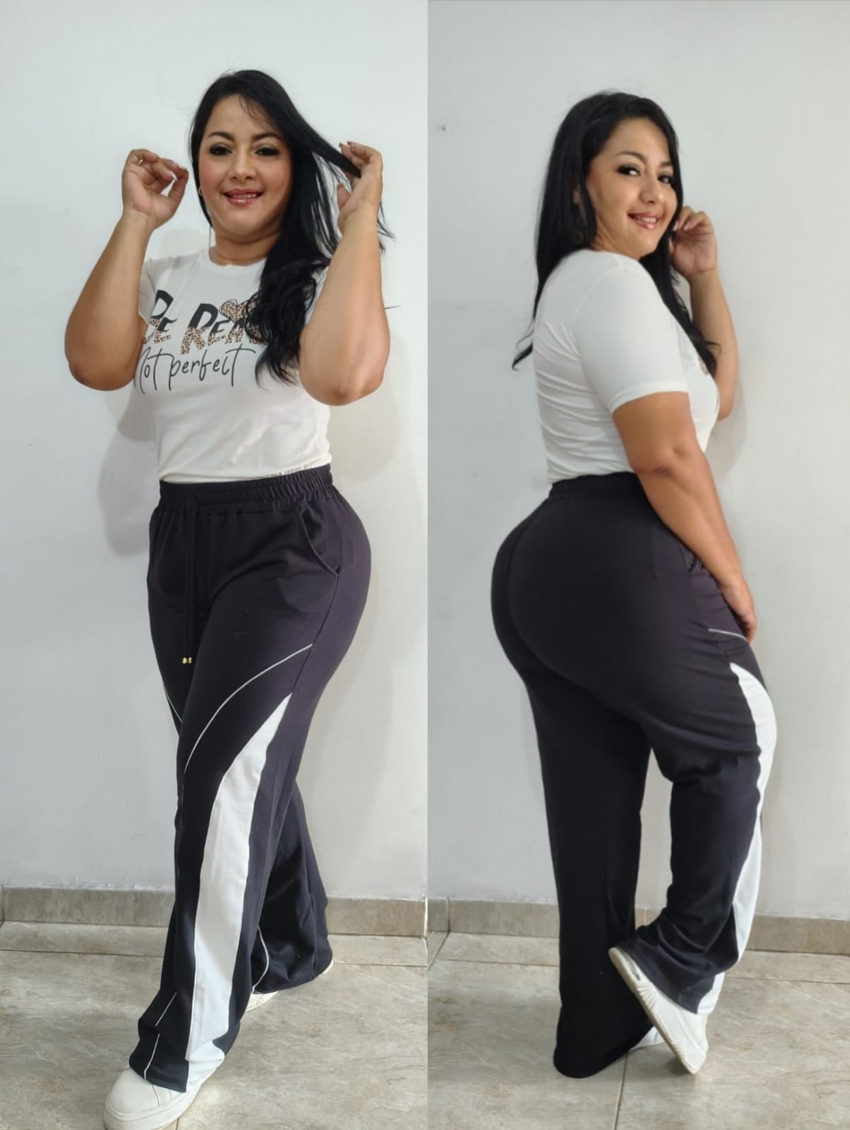 Nueva Colección😍💕 Set 2 Piezas Pantalon Bota Ancha+ Camiseta Tela Burda Talla Plus❤️😍