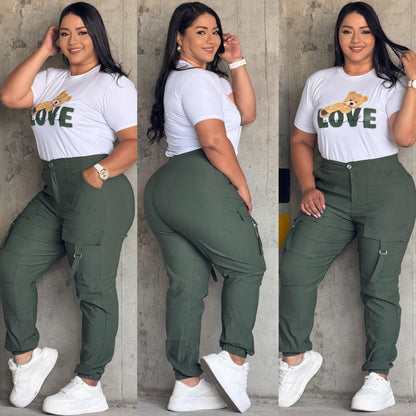 Conjunto 2 Piezas Talla Plus  Tela Bengalina