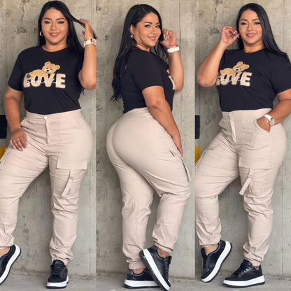 Conjunto 2 Piezas Talla Plus  Tela Bengalina