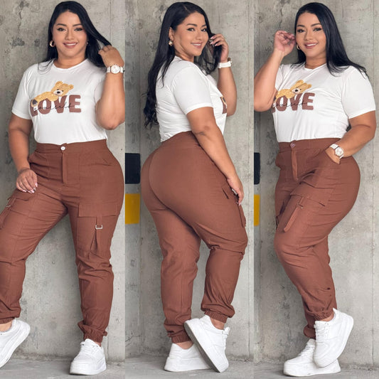 Conjunto 2 Piezas Talla Plus  Tela Bengalina