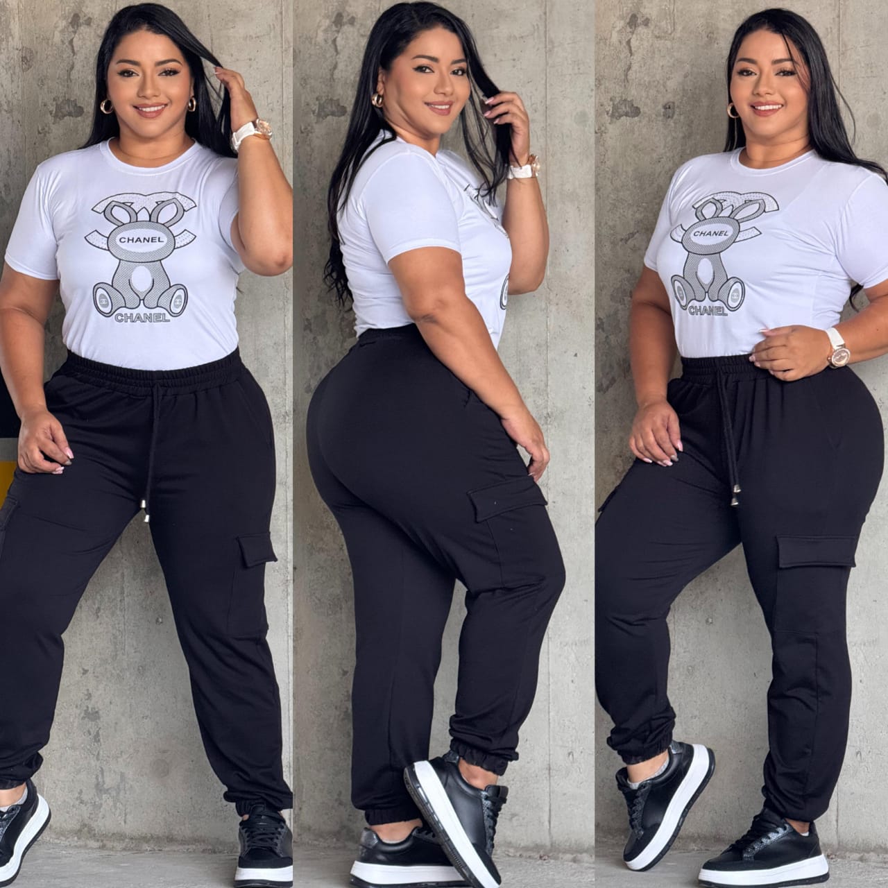 Nueva Colección Set 2 Piezas Pantalon Bota Ancha+Camiseta Burda Talla Plus