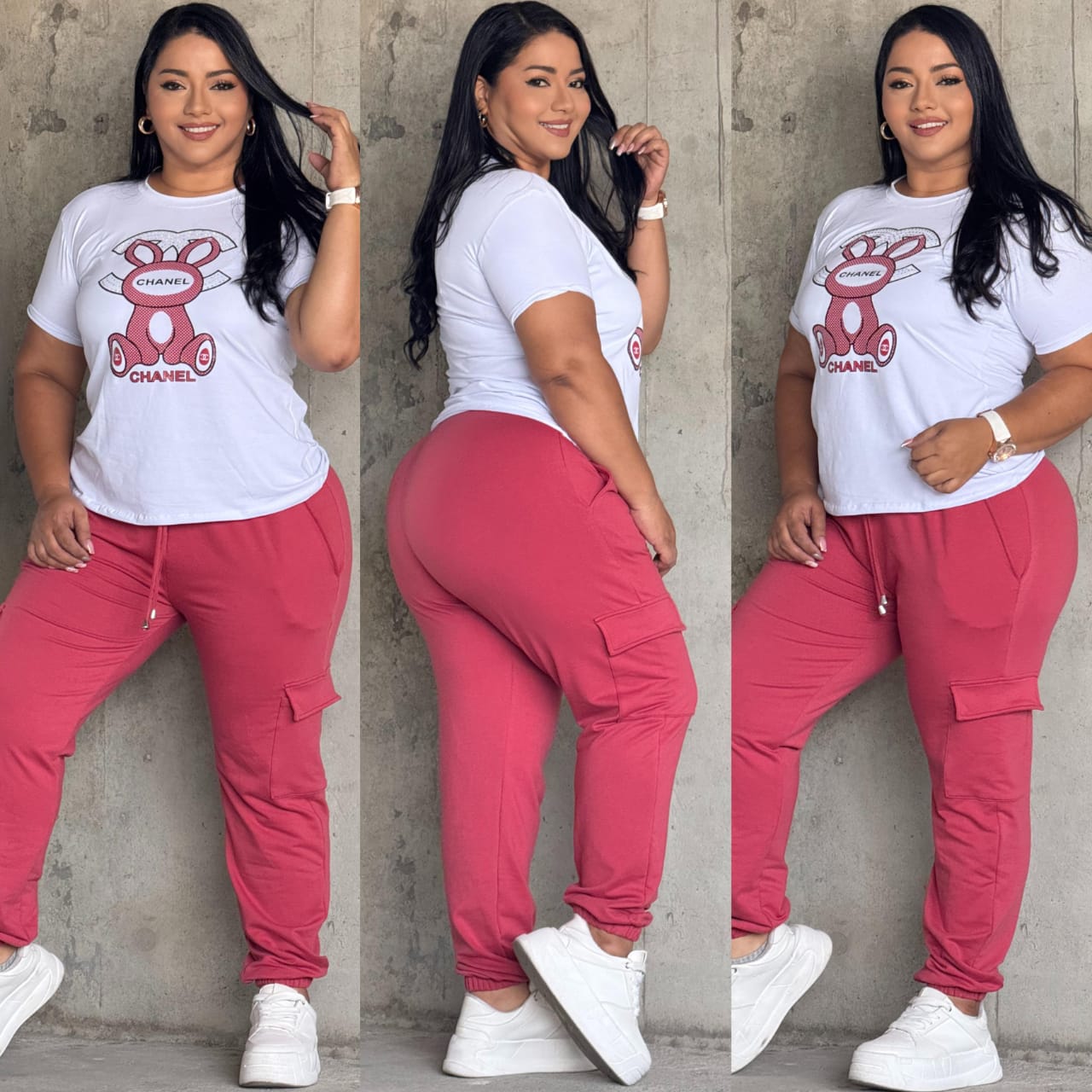 Nueva Colección Set 2 Piezas Pantalon Bota Ancha+Camiseta Burda Talla Plus