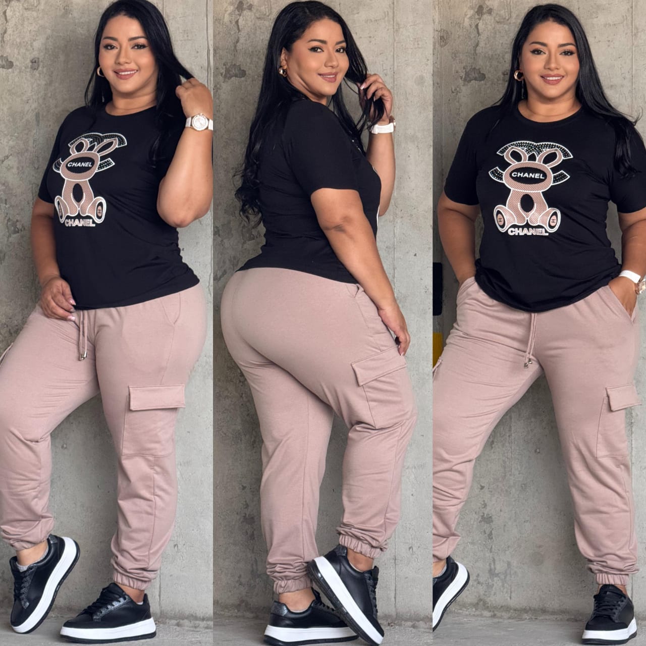 Nueva Colección Set 2 Piezas Pantalon Bota Ancha+Camiseta Burda Talla Plus