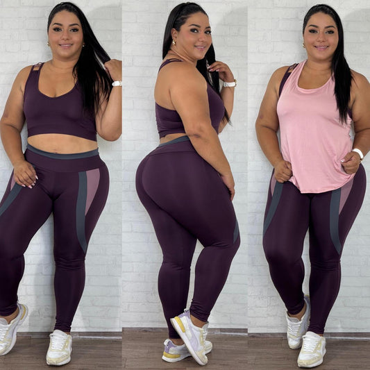 Conjunto 3 Piezas Plus Top + Leggins + Esqueleto