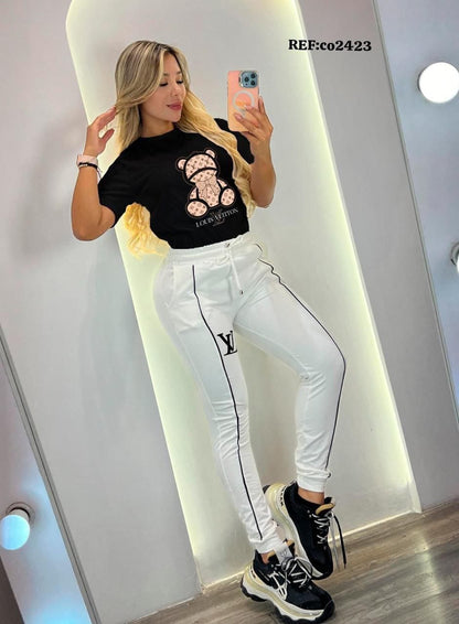 Conjunto 2 piezas Tela Burda Licrada + Camiseta en Algodon